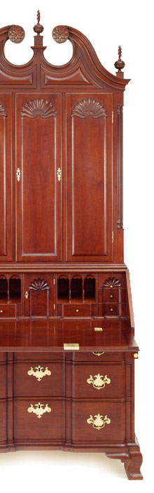 Newport Carved Desk and Bookcase