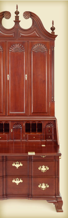 Newport Carved Desk and Bookcase